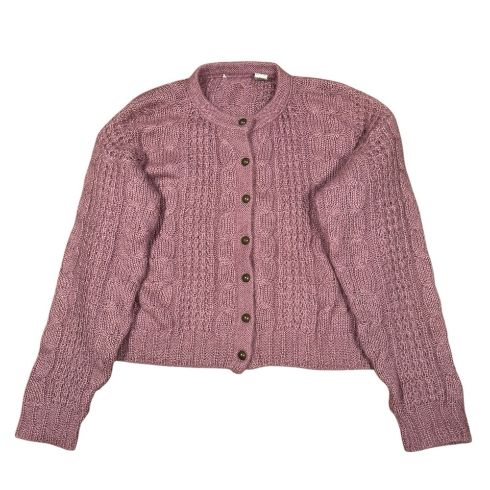 VTG‎ 80's Forenza Chunky Cable Knit Mohair Blend Cardigan Sz M
